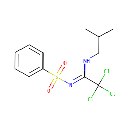 CC(C)CN/C(=N\S(=O)(=O)c1ccccc1)C(Cl)(Cl)Cl ZINC000015986388