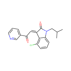 CC(C)CN1C(=O)/C(=C/C(=O)c2cccnc2)c2c(Cl)cccc21 ZINC000101412706