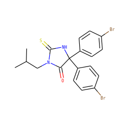 CC(C)CN1C(=O)C(c2ccc(Br)cc2)(c2ccc(Br)cc2)NC1=S ZINC000013642244