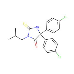 CC(C)CN1C(=O)C(c2ccc(Cl)cc2)(c2ccc(Cl)cc2)NC1=S ZINC000013642227