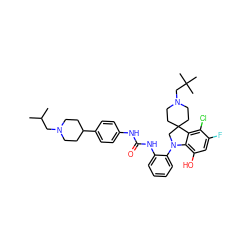 CC(C)CN1CCC(c2ccc(NC(=O)Nc3ccccc3N3CC4(CCN(CC(C)(C)C)CC4)c4c(Cl)c(F)cc(O)c43)cc2)CC1 ZINC001772646396