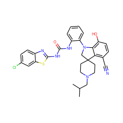 CC(C)CN1CCC2(CC1)CN(c1ccccc1NC(=O)Nc1nc3ccc(Cl)cc3s1)c1c(O)ccc(C#N)c12 ZINC001772622939