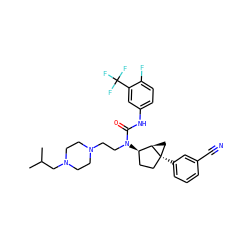 CC(C)CN1CCN(CCN(C(=O)Nc2ccc(F)c(C(F)(F)F)c2)[C@@H]2CC[C@]3(c4cccc(C#N)c4)C[C@H]23)CC1 ZINC000036351512
