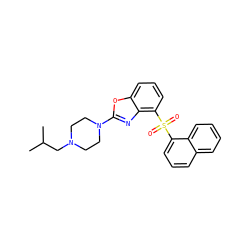 CC(C)CN1CCN(c2nc3c(S(=O)(=O)c4cccc5ccccc45)cccc3o2)CC1 ZINC000040862828