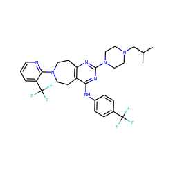 CC(C)CN1CCN(c2nc3c(c(Nc4ccc(C(F)(F)F)cc4)n2)CCN(c2ncccc2C(F)(F)F)CC3)CC1 ZINC000066260049