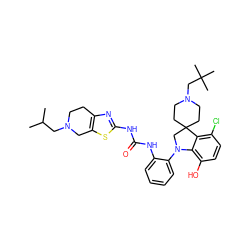 CC(C)CN1CCc2nc(NC(=O)Nc3ccccc3N3CC4(CCN(CC(C)(C)C)CC4)c4c(Cl)ccc(O)c43)sc2C1 ZINC001772631370