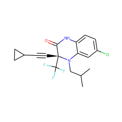 CC(C)CN1c2cc(Cl)ccc2NC(=O)[C@@]1(C#CC1CC1)C(F)(F)F ZINC000014943929