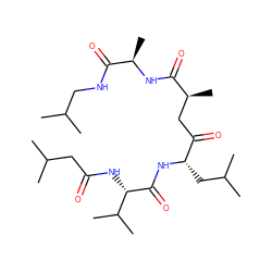 CC(C)CNC(=O)[C@@H](C)NC(=O)[C@@H](C)CC(=O)[C@H](CC(C)C)NC(=O)[C@@H](NC(=O)CC(C)C)C(C)C ZINC000026645077