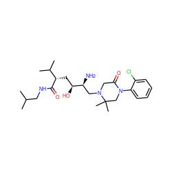 CC(C)CNC(=O)[C@@H](C[C@H](O)[C@@H](N)CN1CC(=O)N(c2ccccc2Cl)CC1(C)C)C(C)C ZINC000096270475
