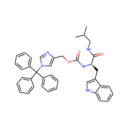 CC(C)CNC(=O)[C@@H](Cc1c[nH]c2ccccc12)NC(=O)OCc1cn(C(c2ccccc2)(c2ccccc2)c2ccccc2)cn1 ZINC000026143713