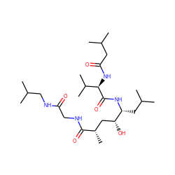 CC(C)CNC(=O)CNC(=O)[C@@H](C)C[C@@H](O)[C@@H](CC(C)C)NC(=O)[C@H](NC(=O)CC(C)C)C(C)C ZINC000026643182