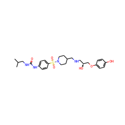 CC(C)CNC(=O)Nc1ccc(S(=O)(=O)N2CCC(CNC[C@H](O)COc3ccc(O)cc3)CC2)cc1 ZINC000013819016