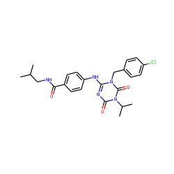 CC(C)CNC(=O)c1ccc(Nc2nc(=O)n(C(C)C)c(=O)n2Cc2ccc(Cl)cc2)cc1 ZINC000200519601