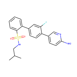 CC(C)CNS(=O)(=O)c1ccccc1-c1ccc(-c2ccc(N)nc2)c(F)c1 ZINC000224727949