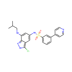 CC(C)CNc1cc(NS(=O)(=O)c2cccc(-c3ccncc3)c2)cc2c(Cl)[nH]nc12 ZINC000013531397