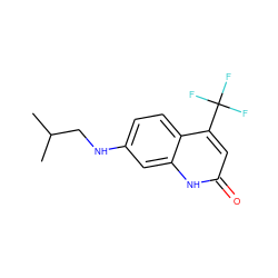 CC(C)CNc1ccc2c(C(F)(F)F)cc(=O)[nH]c2c1 ZINC000014968287