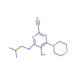 CC(C)CNc1nc(C#N)nc(N2CCOCC2)c1N ZINC000040845666