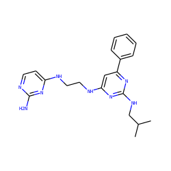 CC(C)CNc1nc(NCCNc2ccnc(N)n2)cc(-c2ccccc2)n1 ZINC000096906128