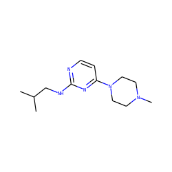 CC(C)CNc1nccc(N2CCN(C)CC2)n1 ZINC000116600208