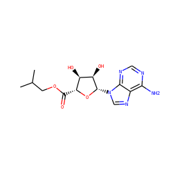 CC(C)COC(=O)[C@H]1O[C@@H](n2cnc3c(N)ncnc32)[C@H](O)[C@@H]1O ZINC000013604505