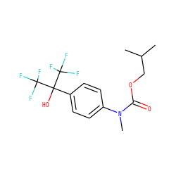 CC(C)COC(=O)N(C)c1ccc(C(O)(C(F)(F)F)C(F)(F)F)cc1 ZINC000000792646