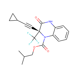 CC(C)COC(=O)N1c2ccccc2NC(=O)[C@@]1(C#CC1CC1)C(F)(F)F ZINC000014943945