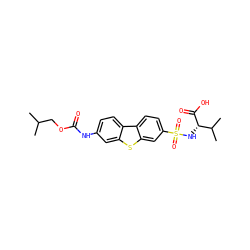 CC(C)COC(=O)Nc1ccc2c(c1)sc1cc(S(=O)(=O)N[C@H](C(=O)O)C(C)C)ccc12 ZINC000043014325