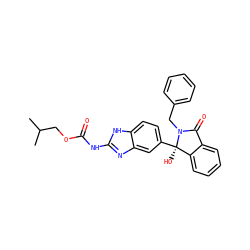 CC(C)COC(=O)Nc1nc2cc([C@]3(O)c4ccccc4C(=O)N3Cc3ccccc3)ccc2[nH]1 ZINC000117126982