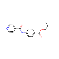 CC(C)COC(=O)c1ccc(NC(=O)c2ccncc2)cc1 ZINC000000119503