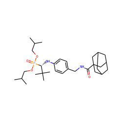 CC(C)COP(=O)(OCC(C)C)[C@H](Nc1ccc(CNC(=O)C23CC4CC(CC(C4)C2)C3)cc1)C(C)(C)C ZINC000198523301