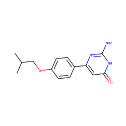 CC(C)COc1ccc(-c2cc(=O)[nH]c(N)n2)cc1 ZINC000071585309