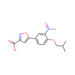 CC(C)COc1ccc(-c2cc(C(=O)O)no2)cc1[N+](=O)[O-] ZINC000049803868