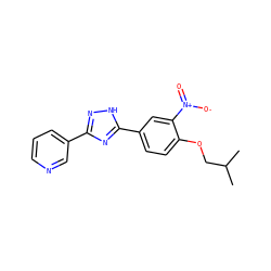 CC(C)COc1ccc(-c2nc(-c3cccnc3)n[nH]2)cc1[N+](=O)[O-] ZINC000040892461