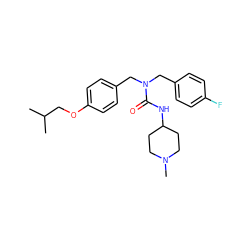 CC(C)COc1ccc(CN(Cc2ccc(F)cc2)C(=O)NC2CCN(C)CC2)cc1 ZINC000147799836