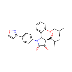 CC(C)COc1ccccc1[C@@H]1[C@@H](C(=O)C(C)C)C(=O)C(=O)N1c1ccc(-c2ccon2)cc1 ZINC000169696226