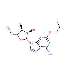 CC(C)COc1nc(N)c2ncn([C@@H]3O[C@H](CO)[C@@H](O)[C@H]3O)c2n1 ZINC000013815046