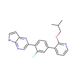 CC(C)COc1ncccc1-c1ccc(-c2cnc3[nH]ccc3n2)c(F)c1 ZINC000224794633