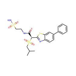 CC(C)CS(=O)(=O)[C@@H](C(=O)NCCS(N)(=O)=O)c1nc2ccc(-c3ccccc3)cc2s1 ZINC000145474299