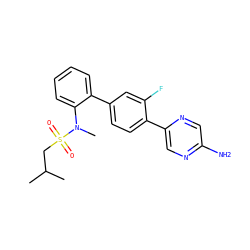 CC(C)CS(=O)(=O)N(C)c1ccccc1-c1ccc(-c2cnc(N)cn2)c(F)c1 ZINC000224793609