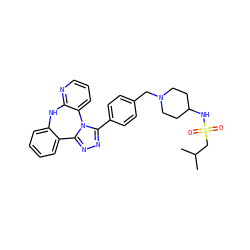 CC(C)CS(=O)(=O)NC1CCN(Cc2ccc(-c3nnc4n3-c3cccnc3Nc3ccccc3-4)cc2)CC1 ZINC000096174087