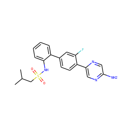 CC(C)CS(=O)(=O)Nc1ccccc1-c1ccc(-c2cnc(N)cn2)c(F)c1 ZINC000212112356