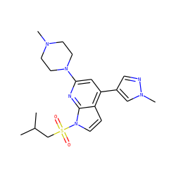 CC(C)CS(=O)(=O)n1ccc2c(-c3cnn(C)c3)cc(N3CCN(C)CC3)nc21 ZINC000653842821