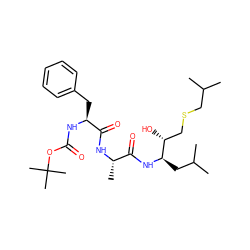 CC(C)CSC[C@@H](O)[C@@H](CC(C)C)NC(=O)[C@H](C)NC(=O)[C@H](Cc1ccccc1)NC(=O)OC(C)(C)C ZINC000029388993