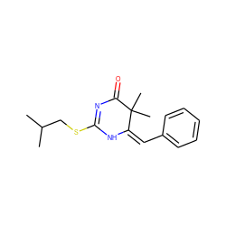 CC(C)CSC1=NC(=O)C(C)(C)/C(=C\c2ccccc2)N1 ZINC000033836661
