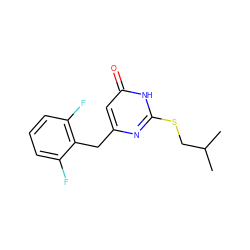 CC(C)CSc1nc(Cc2c(F)cccc2F)cc(=O)[nH]1 ZINC000013556513