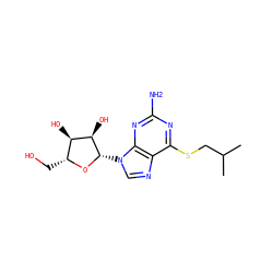 CC(C)CSc1nc(N)nc2c1ncn2[C@@H]1O[C@H](CO)[C@@H](O)[C@H]1O ZINC000029059118