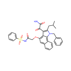 CC(C)Cc1c(C(=O)C(N)=O)c2c(OCC(=O)NS(=O)(=O)c3ccccc3)cc3ccccc3c2n1Cc1ccccc1 ZINC000042835382