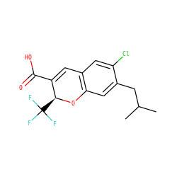 CC(C)Cc1cc2c(cc1Cl)C=C(C(=O)O)[C@H](C(F)(F)F)O2 ZINC000038317578