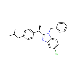 CC(C)Cc1ccc([C@@H](C)c2nc3cc(Cl)ccc3n2Cc2ccccc2)cc1 ZINC000084713290