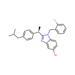 CC(C)Cc1ccc([C@@H](C)c2nc3cc(O)ccc3n2Cc2ccccc2Cl)cc1 ZINC000084714174
